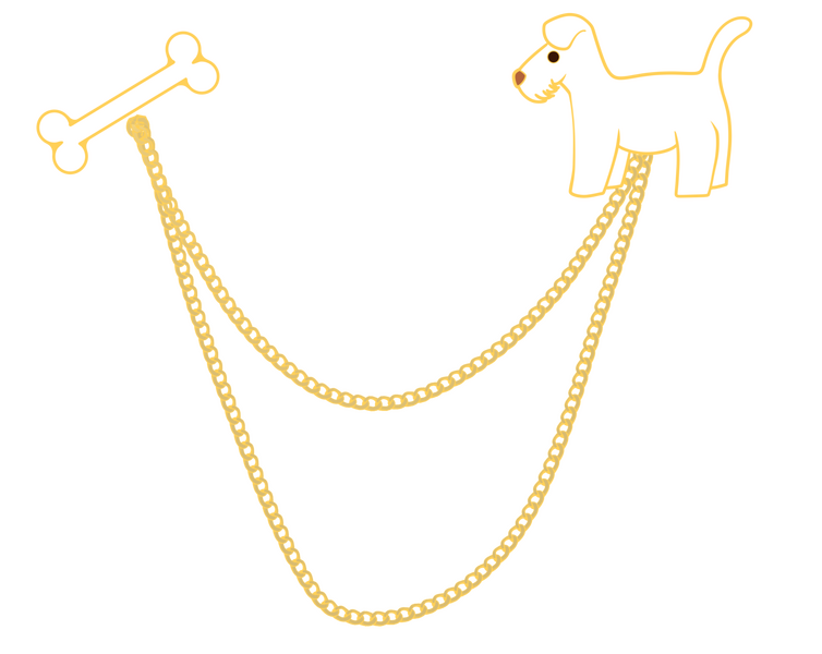 White Dog + Bone Pins